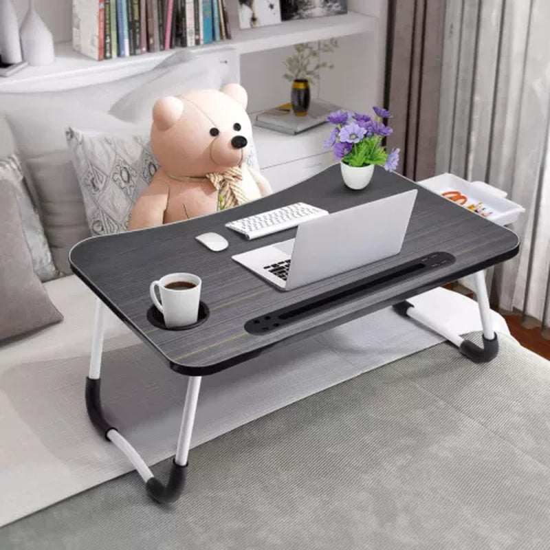 Laptop Bed Desk, Foldable Laptop Lap Desk Tray Table with USB Charge Port, Black