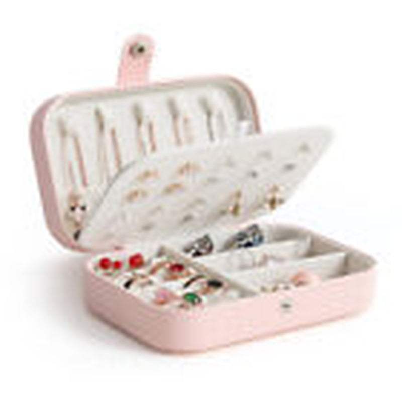 Portable Jewelry Box Organizer Leather  Ornaments Case Travel Storage