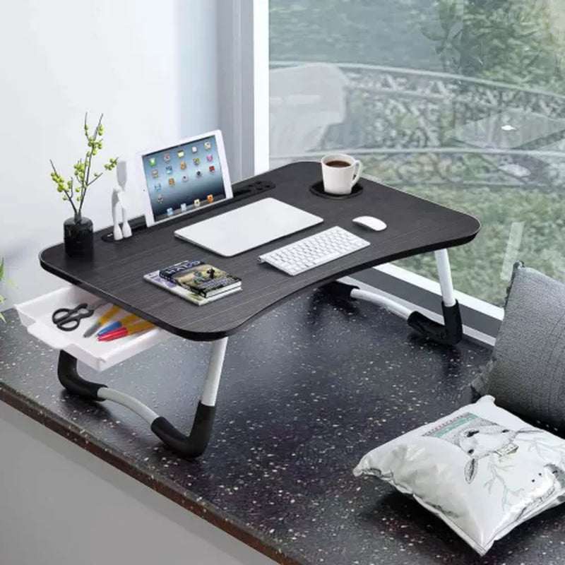 Laptop Bed Desk, Foldable Laptop Lap Desk Tray Table with USB Charge Port, Black