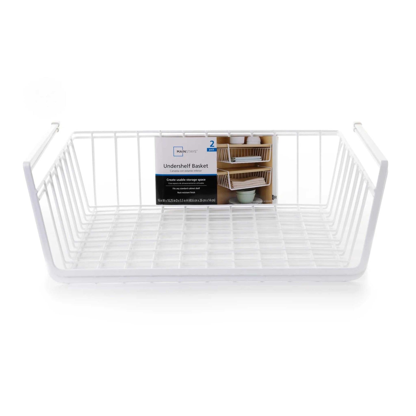 Wire under Cabinet Baskets, White, 2 Count