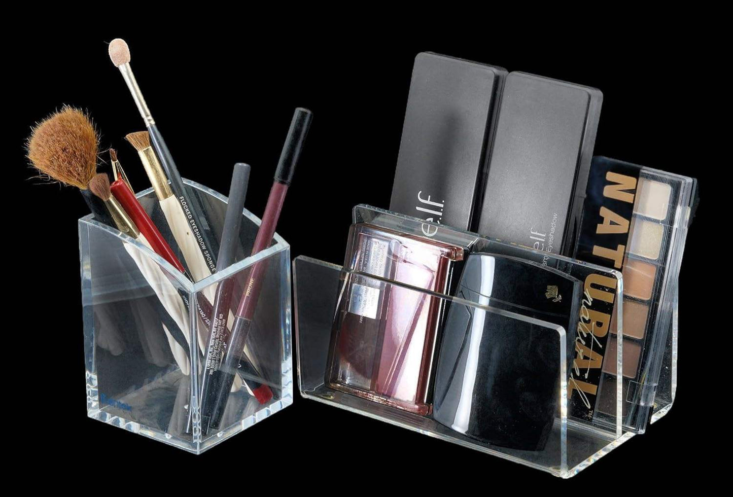 Clear Acrylic Mini File Sorter, 2 Section File Holder, 6" X 3.8" X 3.9", Desk Organizer, Non-Skid Feet, Desk Accessory