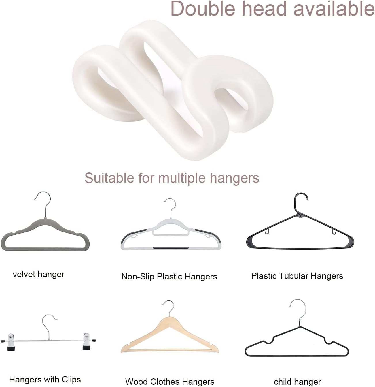 Mini Cascading Hanger Hooks, 60 Pcs Plastic Connector Hooks for Velvet Hanger or Clothes Hangers, Space Saving Hangers Hooks Closet Organizer - White