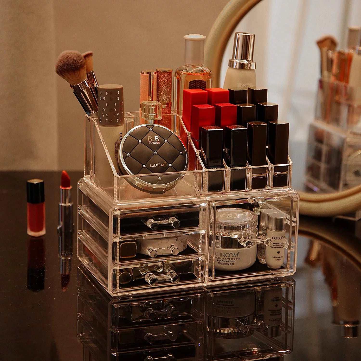 Clear Cosmetic Storage Organizer, Ideal for Make-Up or Accessories,Enhance Your Vanity or Bathroom with Clear Design for Quick Visibility