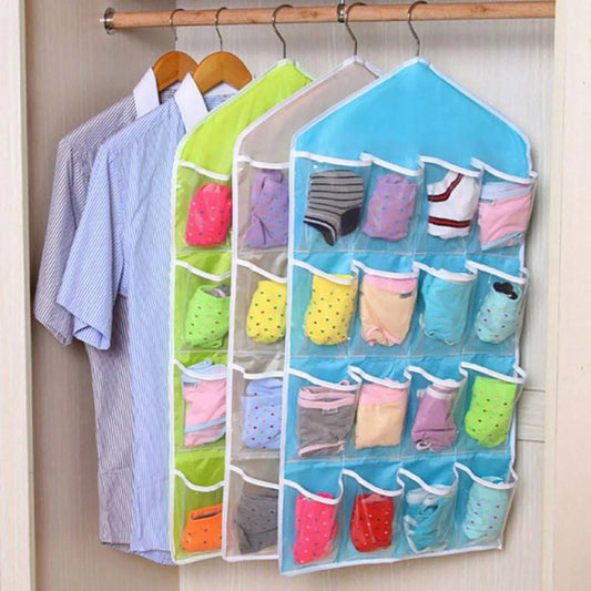 16 Pocket Closet over Door Wall Hanging Organizer Storage Bag