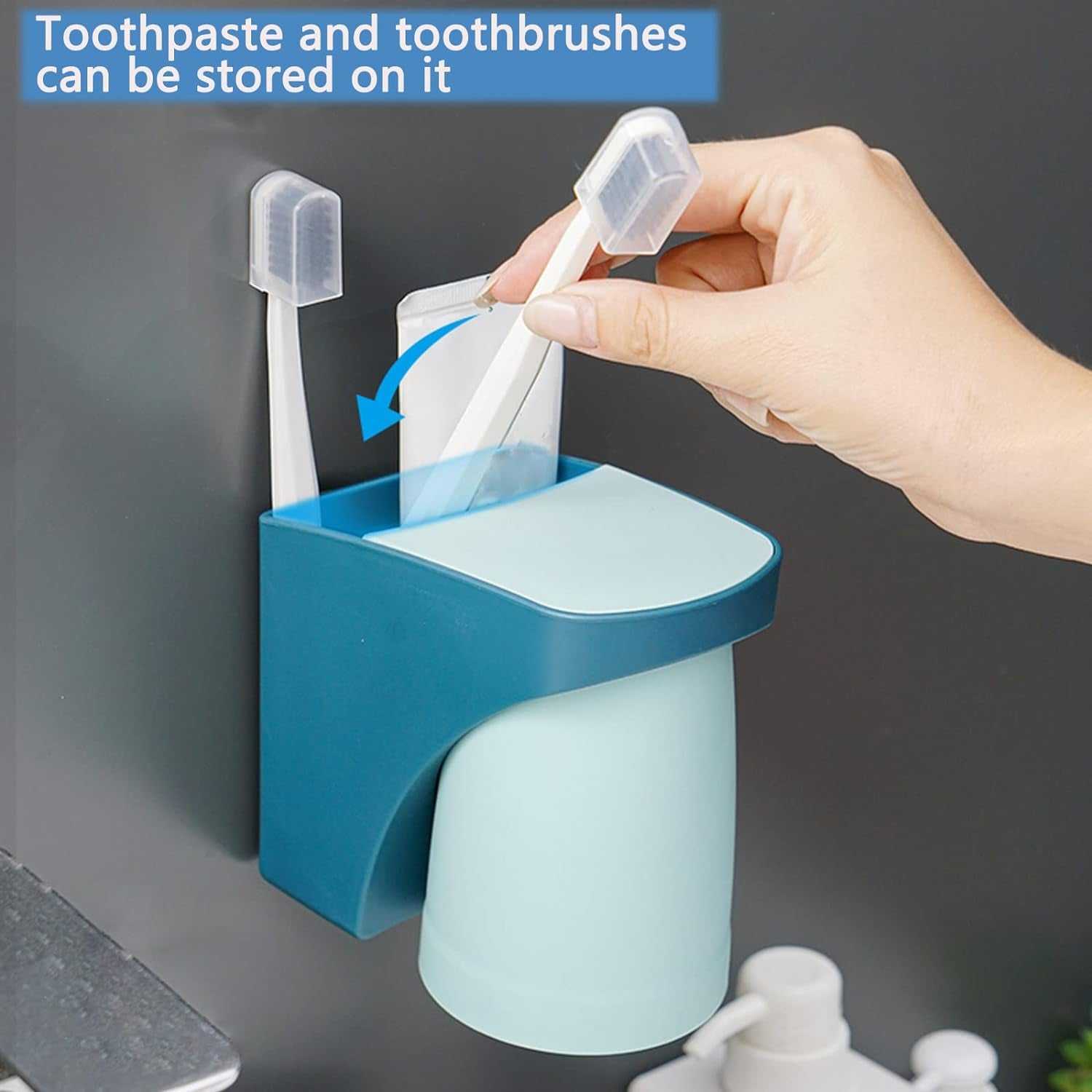 Magnetic Toothbrush Holder, Flexible Wall Mounted Cup Water Drain Space Saving Storage Suction Organizer for Bathroom