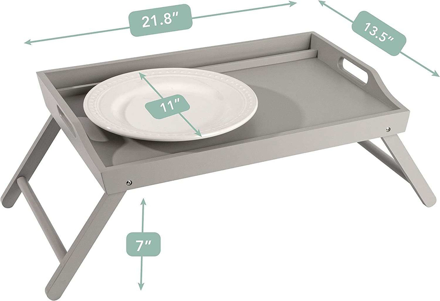 Wood Bed Tray, Lap Desk with Phone Holder - Fits up to 17.3 Inch Laptops and Most Tablets - Calming Gray - Style No. 78105