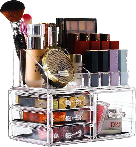 Clear Cosmetic Storage Organizer, Ideal for Make-Up or Accessories,Enhance Your Vanity or Bathroom with Clear Design for Quick Visibility