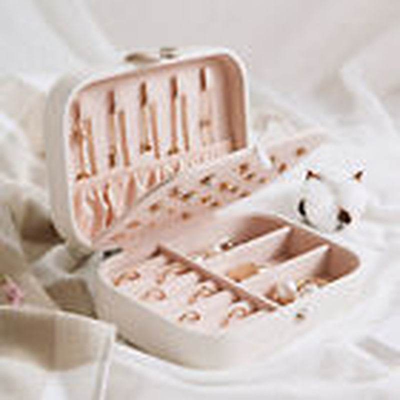 Portable Jewelry Box Organizer Leather  Ornaments Case Travel Storage