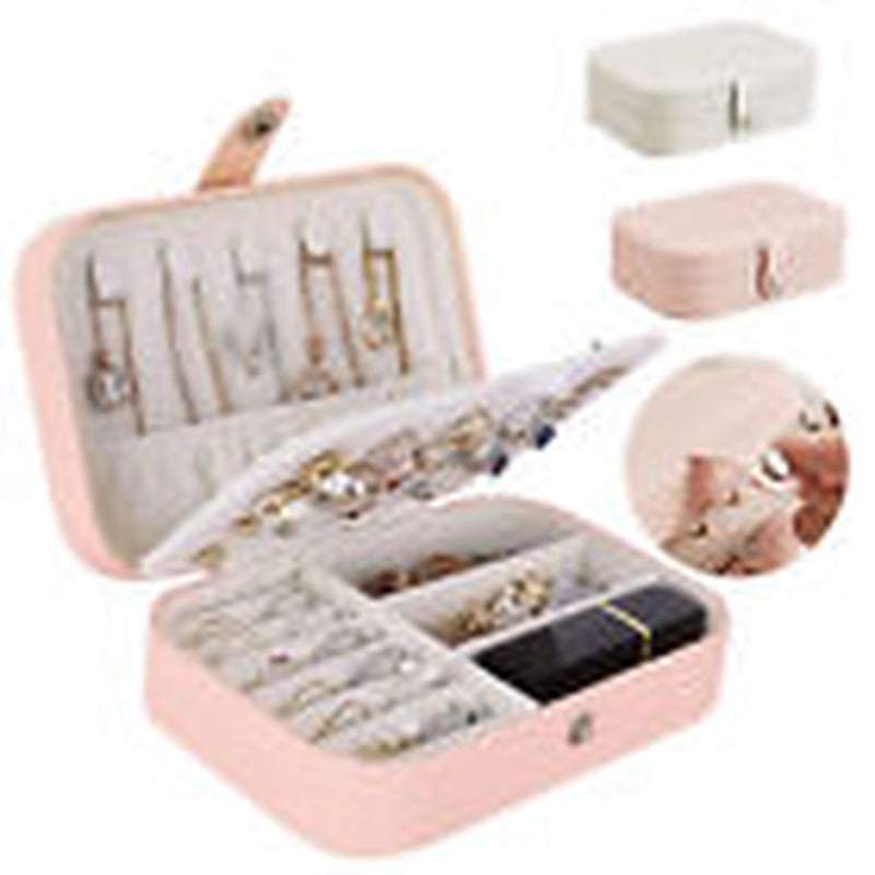 Portable Jewelry Box Organizer Leather  Ornaments Case Travel Storage