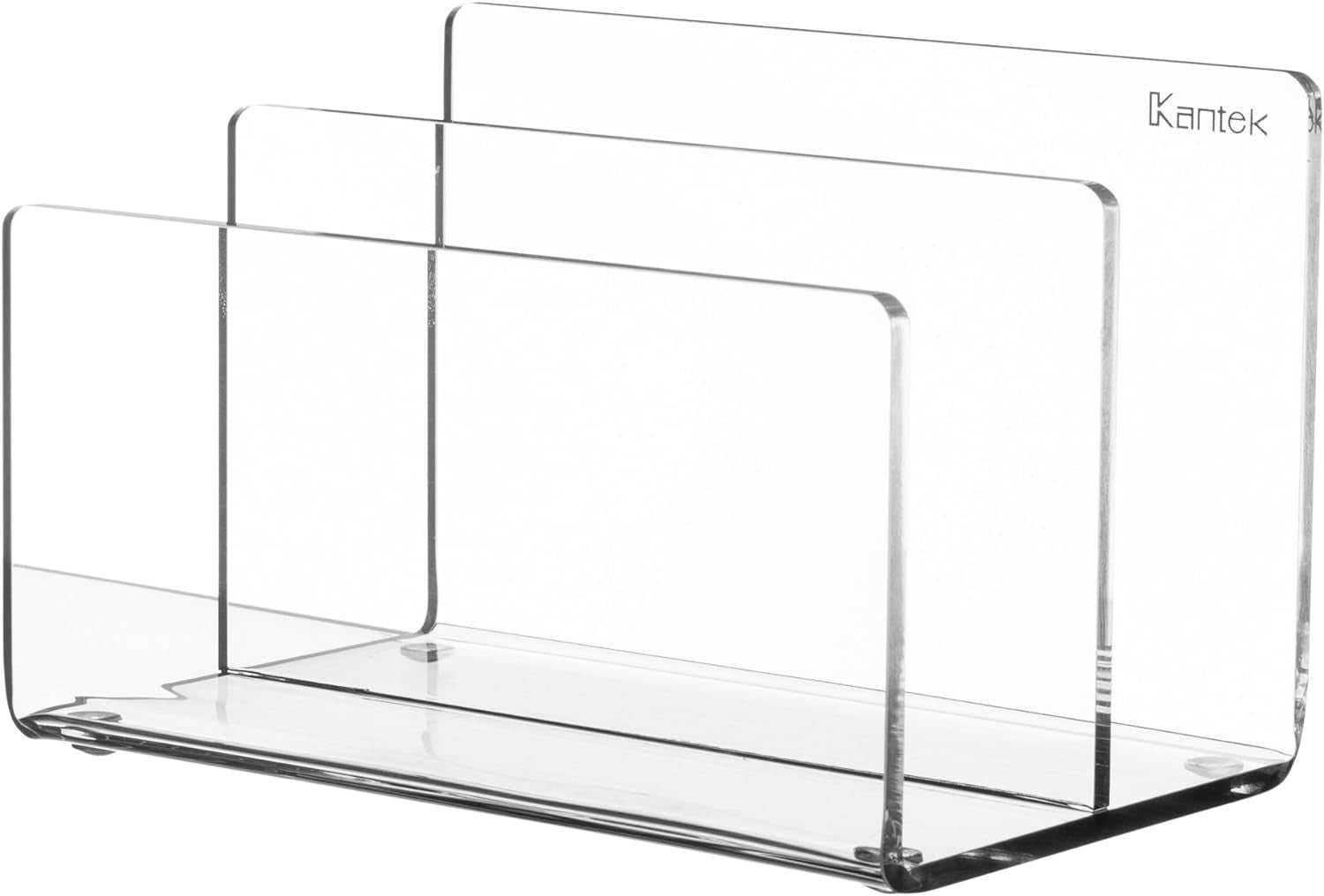 Clear Acrylic Mini File Sorter, 2 Section File Holder, 6" X 3.8" X 3.9", Desk Organizer, Non-Skid Feet, Desk Accessory