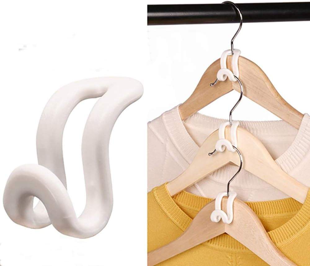 Mini Cascading Hanger Hooks, 60 Pcs Plastic Connector Hooks for Velvet Hanger or Clothes Hangers, Space Saving Hangers Hooks Closet Organizer - White