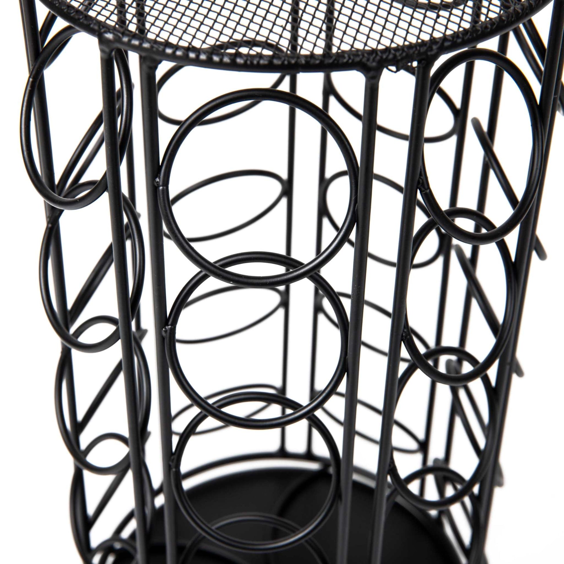 Single Serve Coffee Pod Carousel, 35 Pod Capacity, Lazy Susan, Metal Mesh, 6.15"L X 6.15"W X 12.5"H, Black