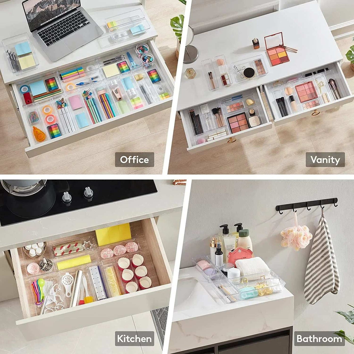 17Pcs Office Drawer Organizer Set, Large Size Desk/Bathroom/Kitchen/Makeup Organization