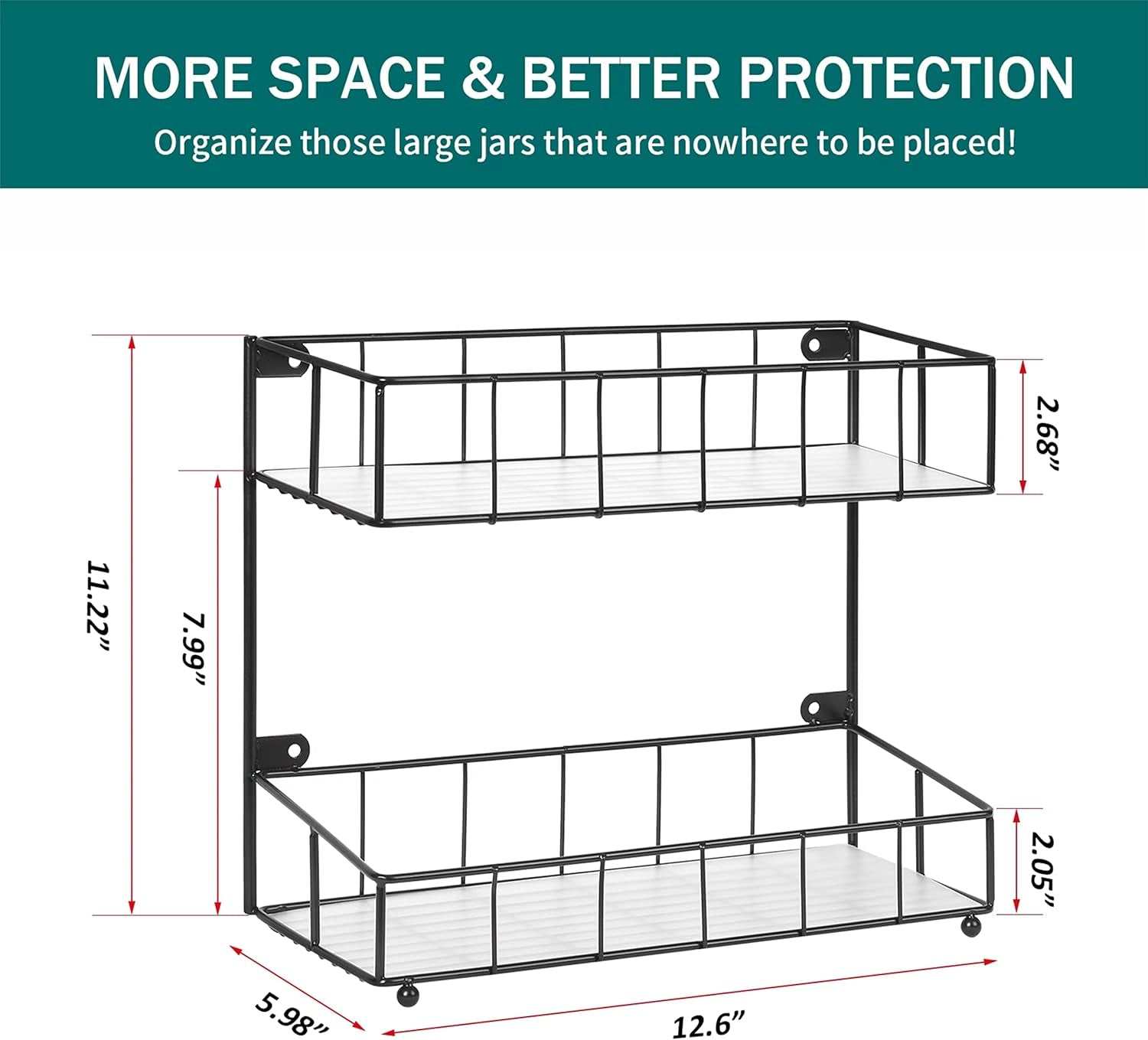 2 Pack - Spice Rack Organizer, 2-Tier Spice Accessories Storage Shelf, Door & Wall Mount, Steel, Black