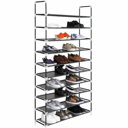 Adjustable Shoe Rack Organizer Storage Shoe Shelves 10 Tier 50 Pair Freestanding