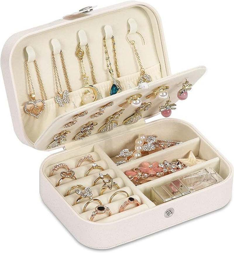 Portable Jewelry Box Organizer Leather Ornaments Case Travel Storage