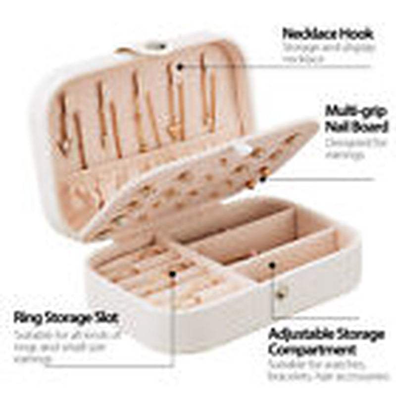 Portable Jewelry Box Organizer Leather Ornaments Case Travel Storage