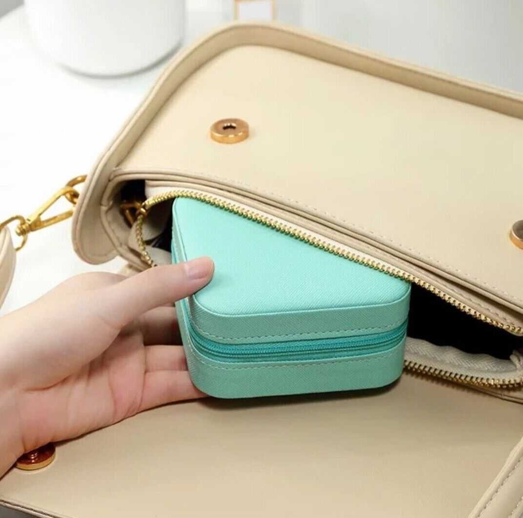 Portable Jewelry Box Organizer PU Leather Jewelry Ornaments Case Travel Storage