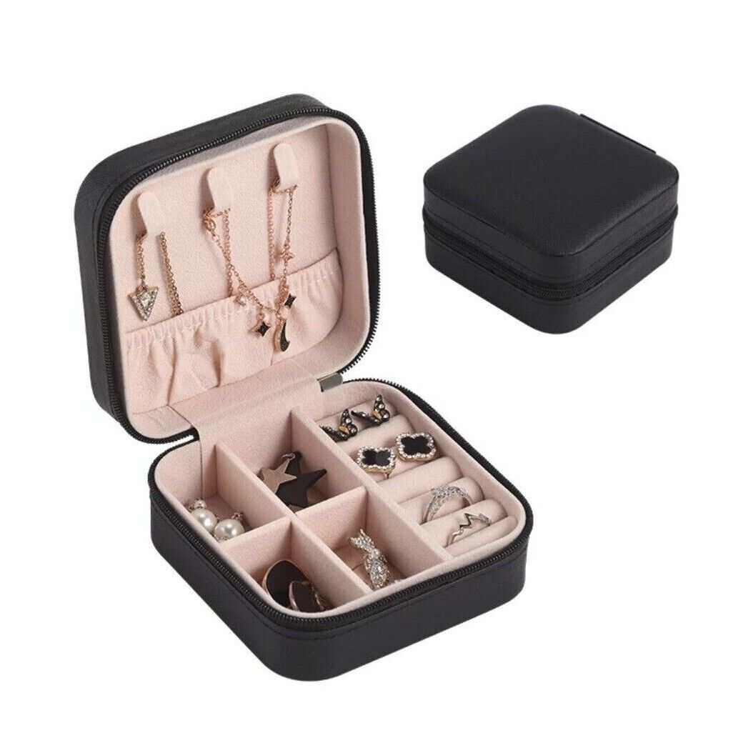 Portable Jewelry Box Organizer PU Leather Jewelry Ornaments Case Travel Storage