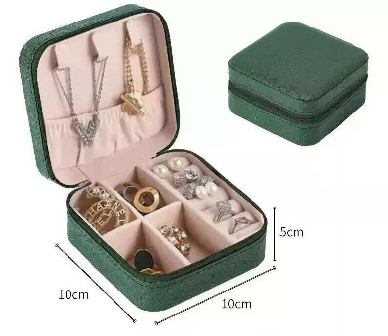 Portable Jewelry Box Organizer PU Leather Jewelry Ornaments Case Travel Storage