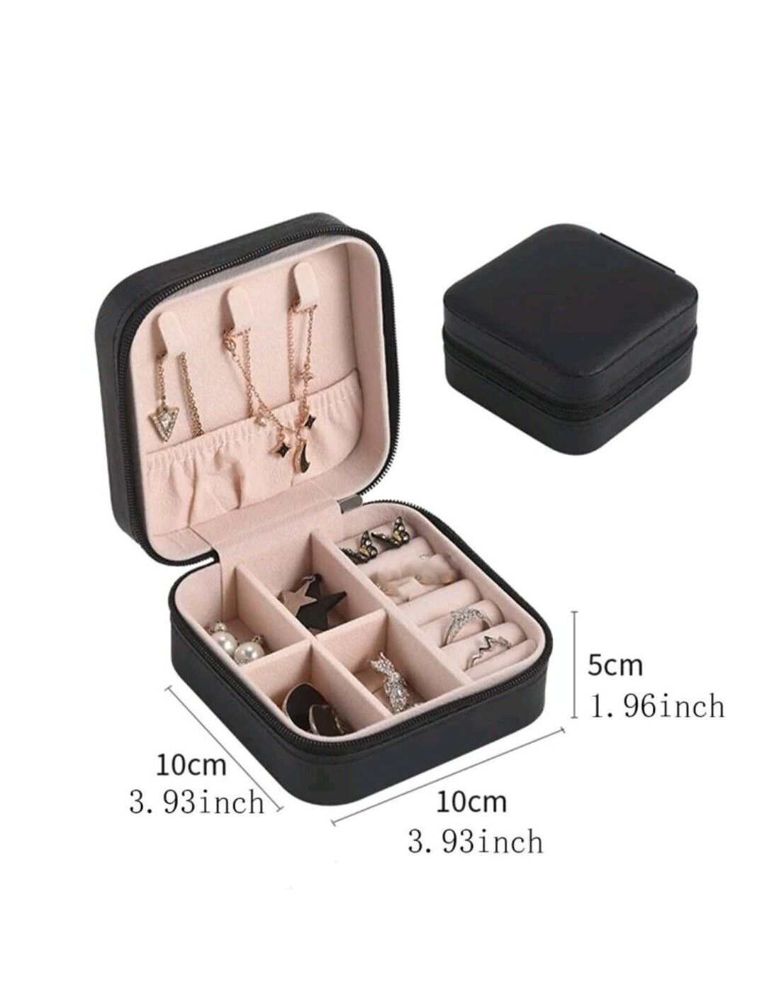 Portable Jewelry Box Organizer PU Leather Jewelry Ornaments Case Travel Storage