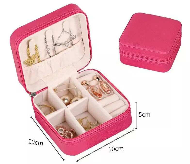 Portable Jewelry Box Organizer PU Leather Jewelry Ornaments Case Travel Storage